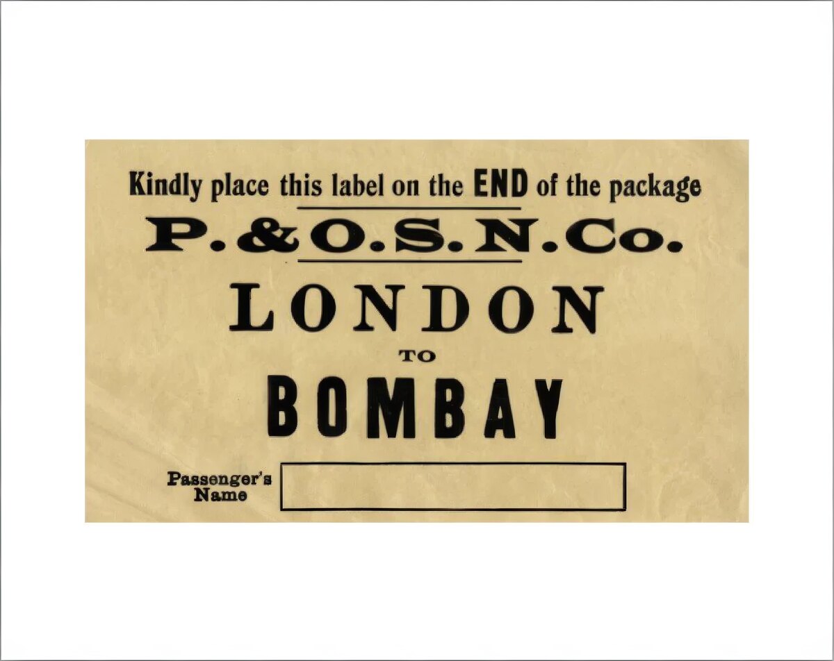 British India Steam Navigation Company cabin baggage label.